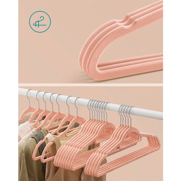 Βελουτέ Κρεμάστρες Ρούχων (Σετ 20τμχ) Songmics Pink CRF20PK