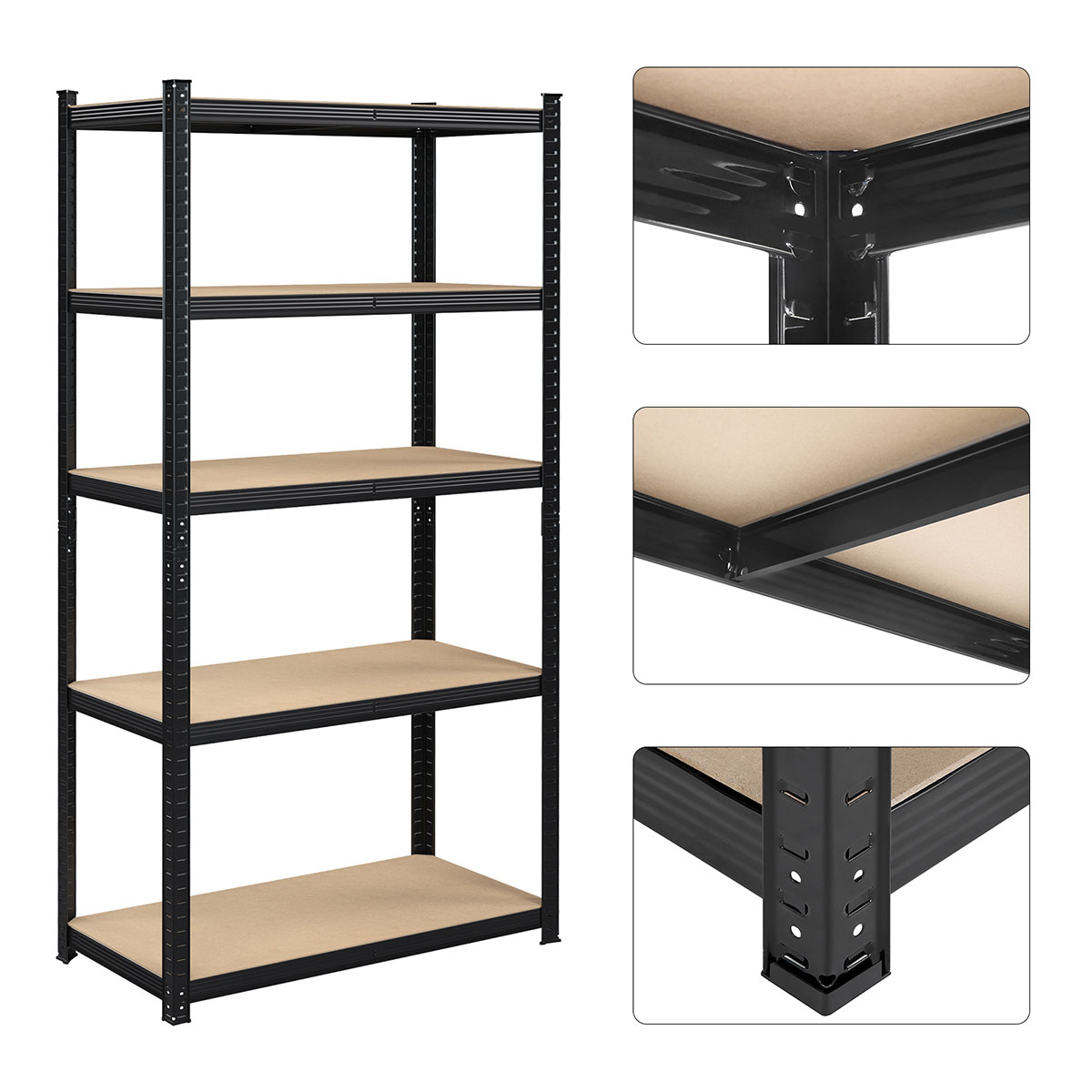 Μεταλλική Ραφιέρα Δαπέδου 5 Θέσεων (100X50X200) Songmics Glr050B01 Έπιπλα Βιβλιοθήκες - Ραφιέρες Μεταλλικές Spitishop