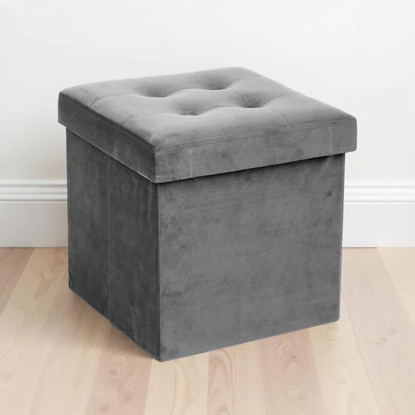 Σκαμπό Με Αποθηκευτικό Χώρο (38x38x38) A-S Lysandre Grey Velvet 121470E