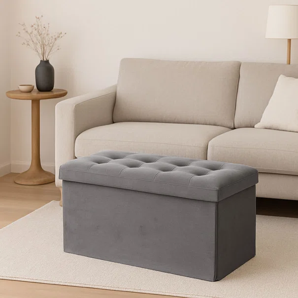 Ταμπουρέ Με Αποθηκευτικό Χώρο (76x38x38) A-S Lysandre Grey Velvet 140091E