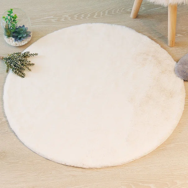 Στρογγυλό Πατάκι Γούνινο (Φ80) A-S Rug Fur Ivoire 172421A