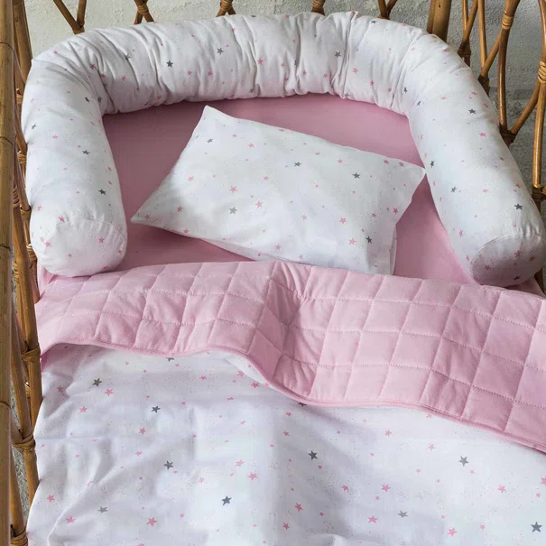 Κουβερλί Μακό Κούνιας (100x140) 2 Όψεων Nima Baby Nene Pink