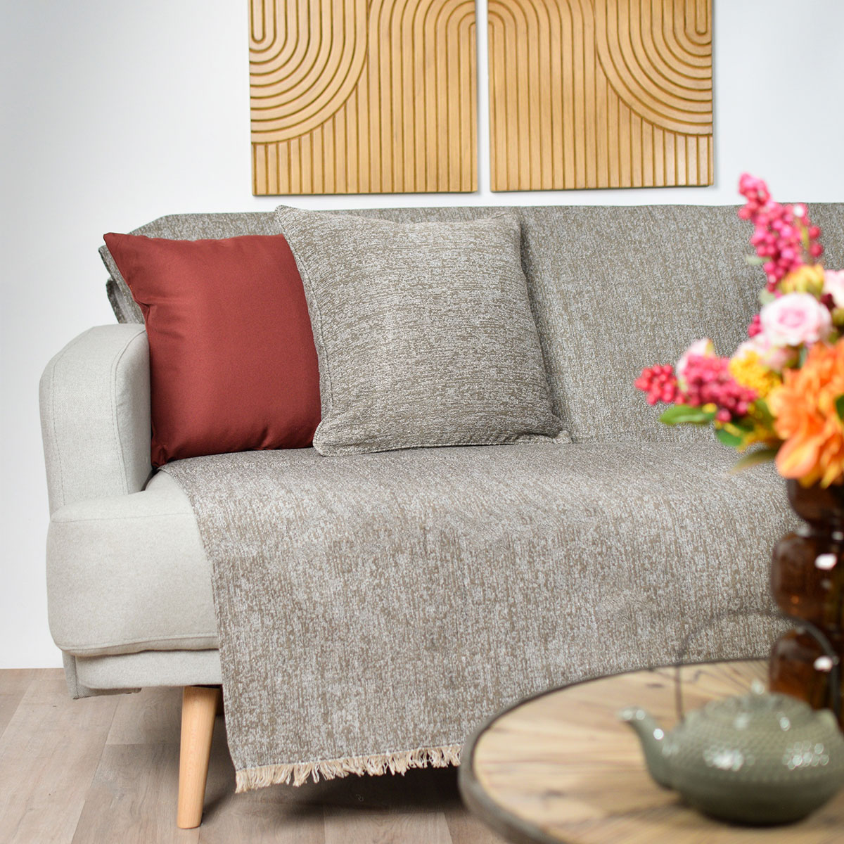 Ριχτάρι Καναπέ Διθέσιου (180x240) Ravelia Quadras Beige