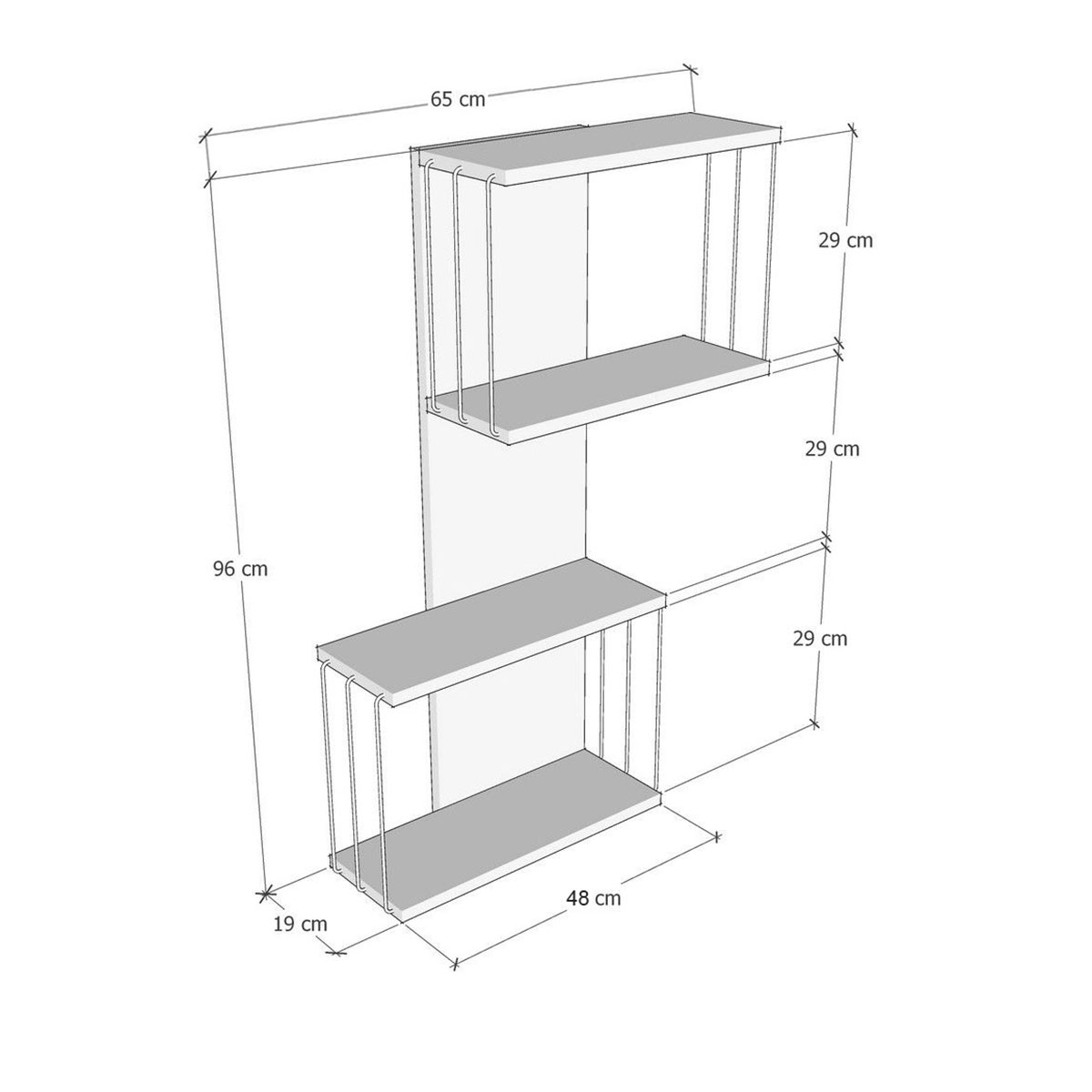 Ραφιέρα Τοίχου (65X19X96) A-G Destan 854Kln1730 White Anthracite Οργάνωση & Αποθήκευση Ράφια Spitishop