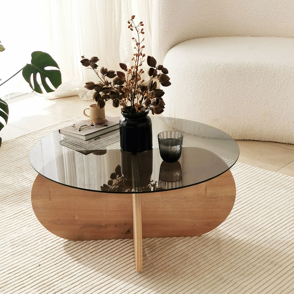 Τραπέζι Σαλονιού (Φ75X35) A-G Bubble 552Nos2268 Oak Fume Έπιπλα Τραπεζάκια Στρογγυλά Spitishop