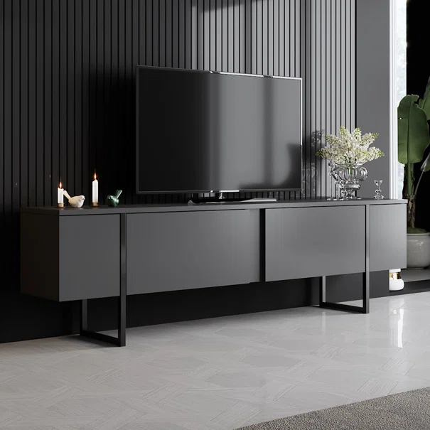 Έπιπλο Τηλεόρασης (180x30x50) A-G Luxe 618BLY1104 Anthracite/Black