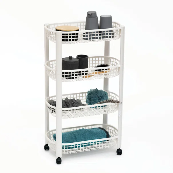 Τρόλεϊ/Ραφιέρα 4 Θέσεων (46.5x25.5x79) F-V Basket Trolley White 189990B