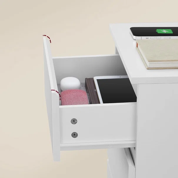 Κομοδίνο Με Ενσωματωμένες Πρίζες & USB (40x35x59) Vasagle LET631W14V2