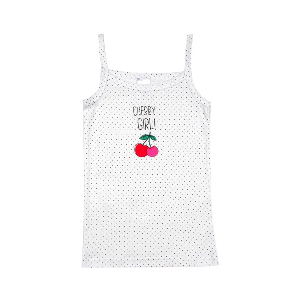 Φανελάκι Παιδικό Αμάνικο Minervakia Dots & Cherry 41915 Λευκό