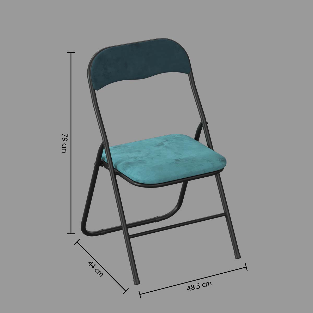 Πτυσσόμενη Καρέκλα Κουζίνας (44X45X79) F-V Velours Bleu 164715D Έπιπλα & Τραπεζαρίας Καρέκλες Spitishop