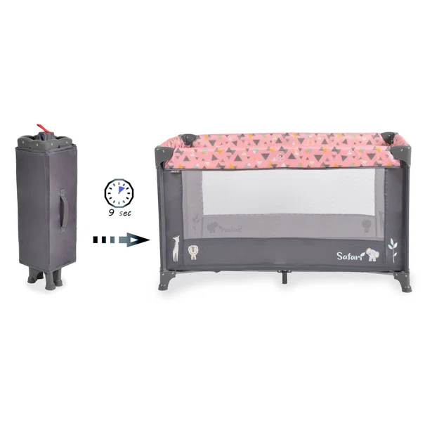 Παρκοκρέβατο (0+ Μηνών/Έως 15kg) Moni Safari Pink