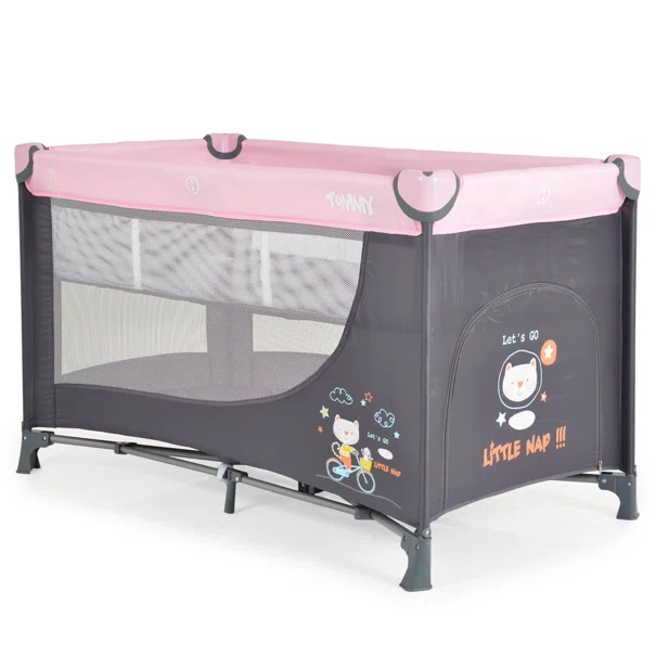 Παρκοκρέβατο 2 Θέσεων (0+ Μηνών/Έως 14kg) Moni Tommy Pink