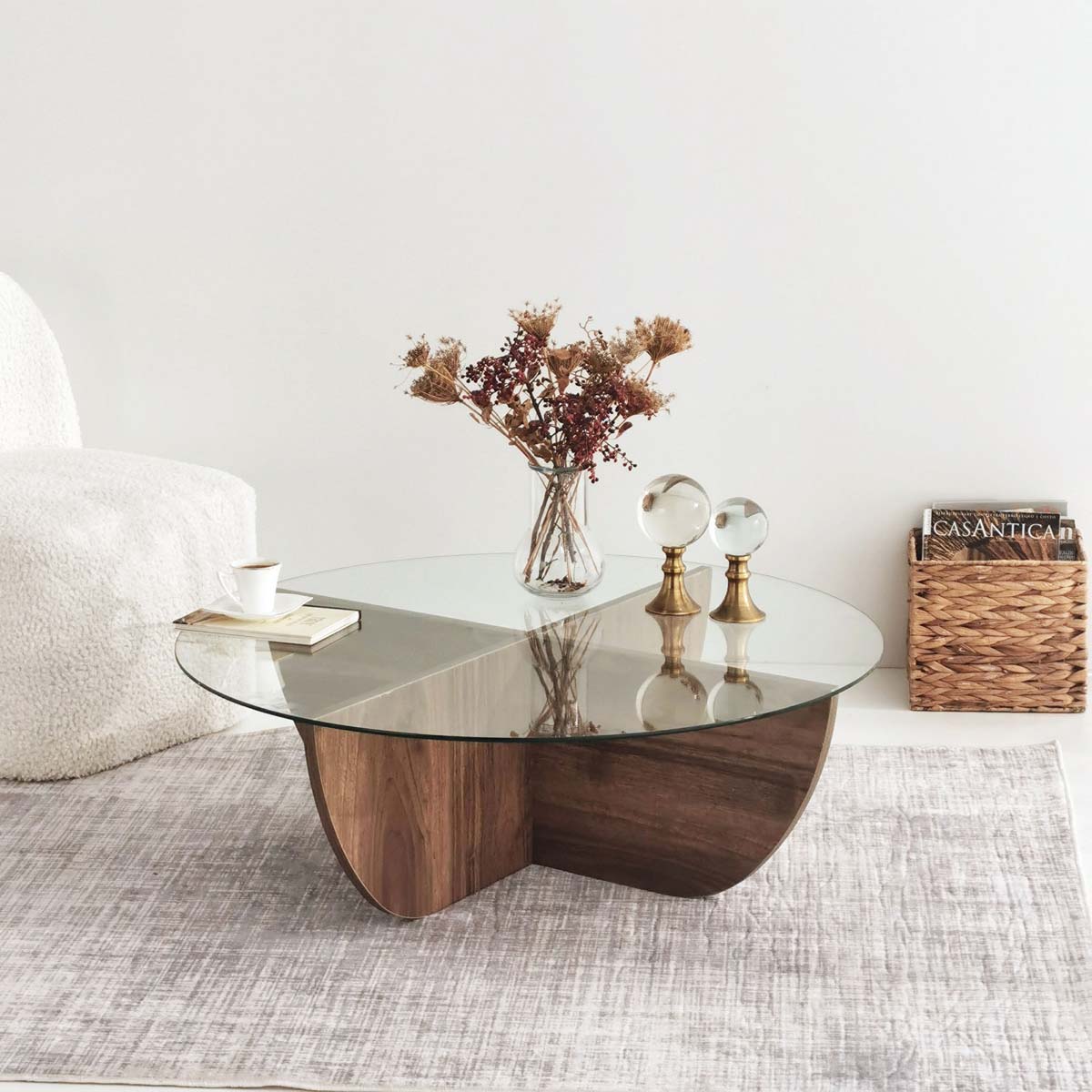 Τραπέζι Σαλονιού (Φ90x30) A-G Lily 552NOS2238 Walnut