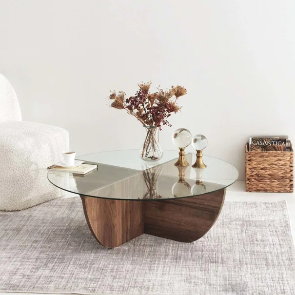 Τραπέζι Σαλονιού (Φ90x30) A-G Lily 552NOS2238 Walnut