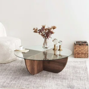 Τραπέζι Σαλονιού (Φ90x30) A-G Lily 552NOS2238 Walnut