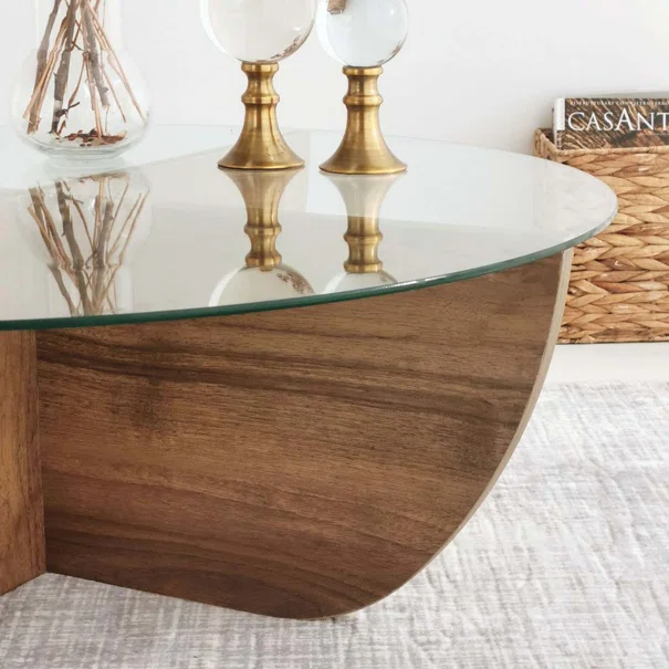 Τραπέζι Σαλονιού (Φ90x30) A-G Lily 552NOS2238 Walnut