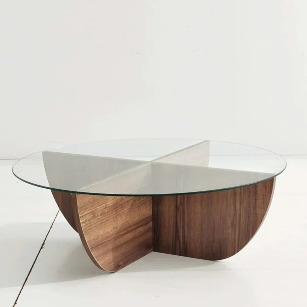 Τραπέζι Σαλονιού (Φ90x30) A-G Lily 552NOS2238 Walnut