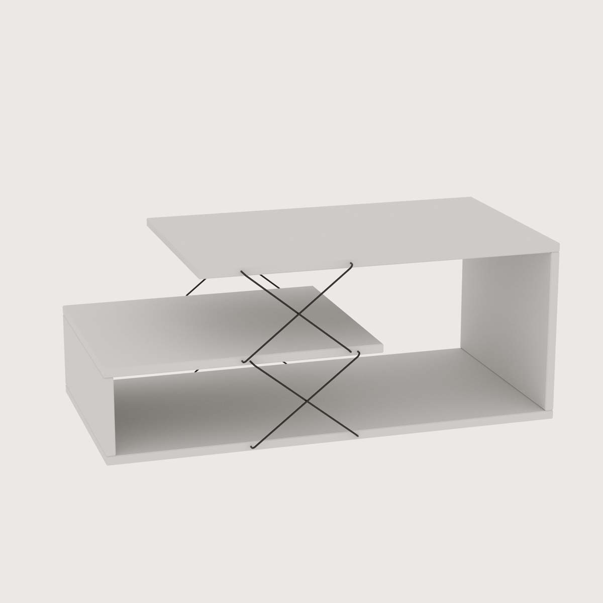 Τραπέζι Σαλονιού με 2 Ράφια (100X50X40) A-G Cayenne 854Kln2823 White Έπιπλα Τραπεζάκια Μέσης Spitishop