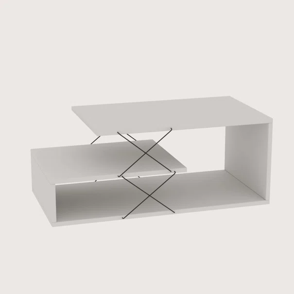Τραπέζι Σαλονιού Με 2 Ράφια (100x50x40) A-G Cayenne 854KLN2823 White