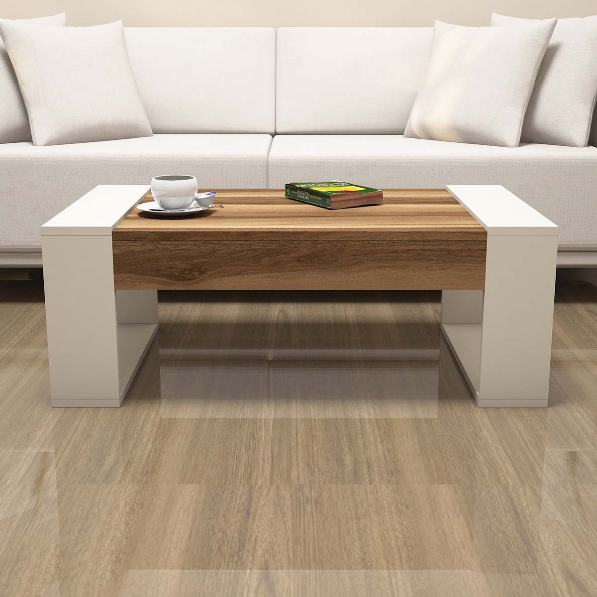 Τραπέζι Σαλονιού (102x60x37.6) A-G Venus 845HCT2819 Walnut Cream