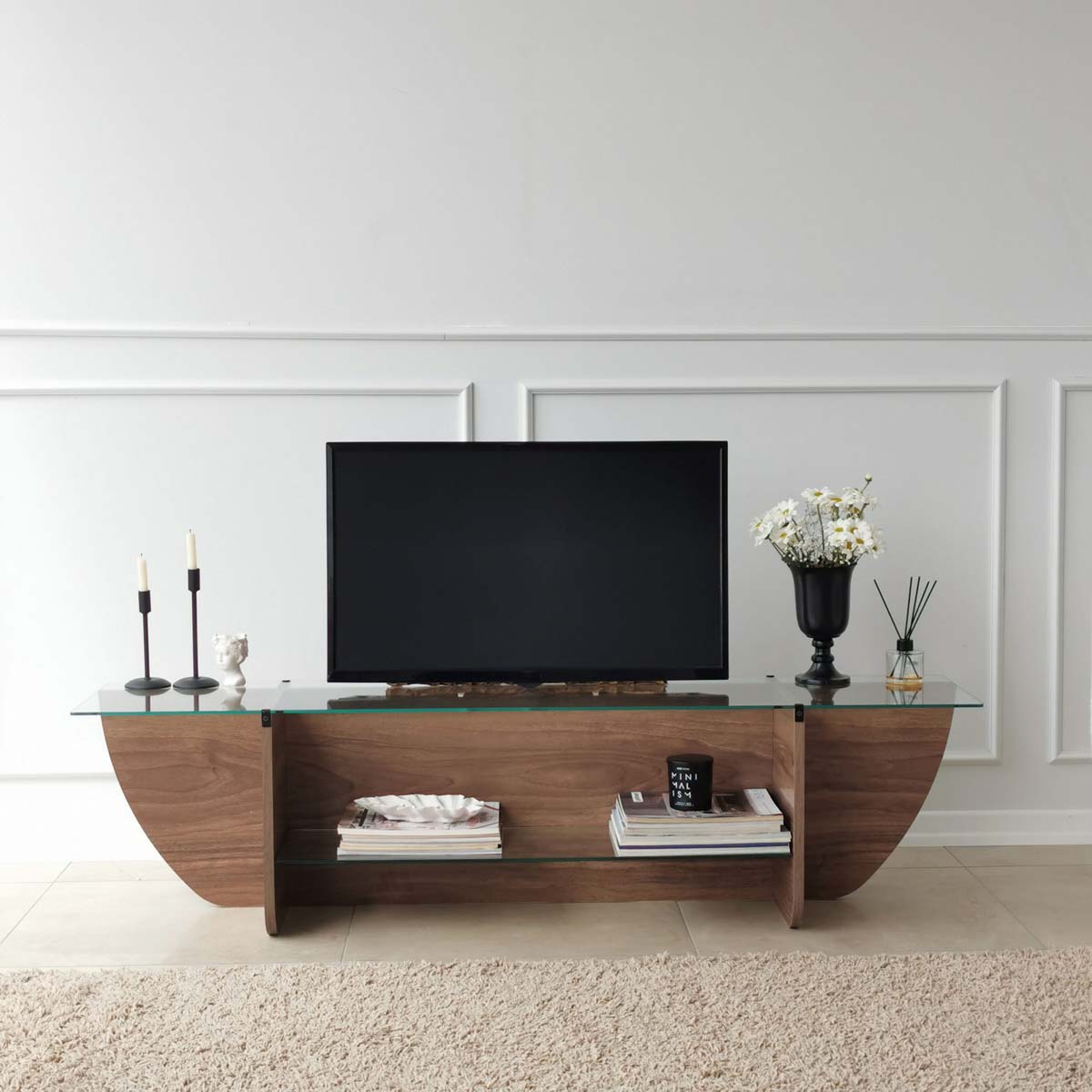Έπιπλο Τηλεόρασης (158x35x40) A-G Lily 552NOS1604 Walnut