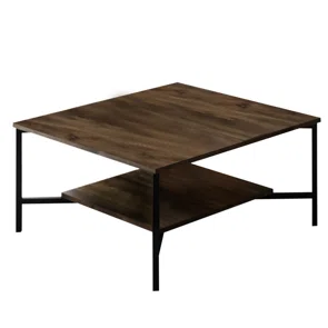 Τραπέζι Σαλονιού Με Ράφι (80x80x40) A-G Black Line 618BLY1150 Walnut