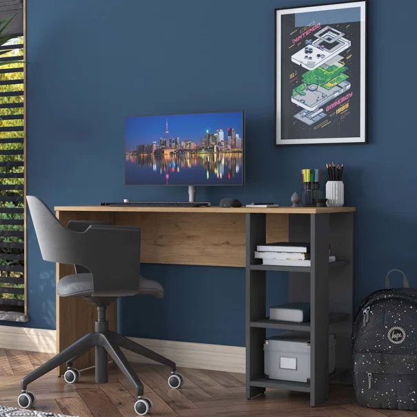Γραφείο Με Ράφια (120x45x74) A-G 893RAN3330 Walnut Anthracite