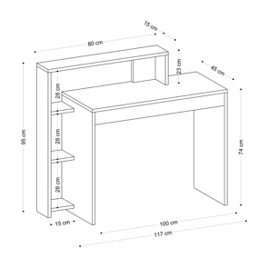 Γραφείο Με Ράφια (95x45x117) A-G Uma 393MRD1302 Oak