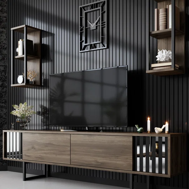 Σύνθετο Σαλονιού (180x30x48) A-G Chrome Line 618BLY1144 Walnut