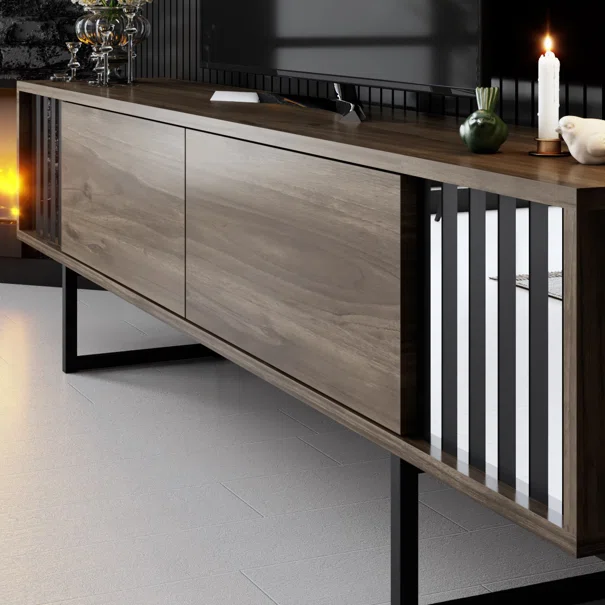 Σύνθετο Σαλονιού (180x30x48) A-G Chrome Line 618BLY1144 Walnut