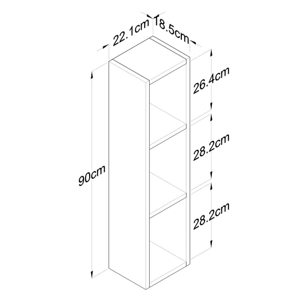 Βιβλιοθήκη Τοίχου 3 Θέσεων (22x18.5x90) A-G 893RAN2309 Walnut