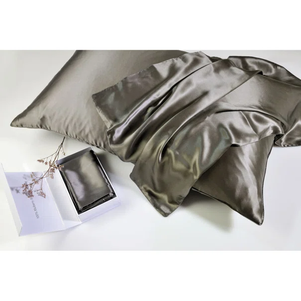 Μεταξωτή Μαξιλαροθήκη Με Φερμουάρ (50x76) Down Town Mulberry Silk Dark Grey