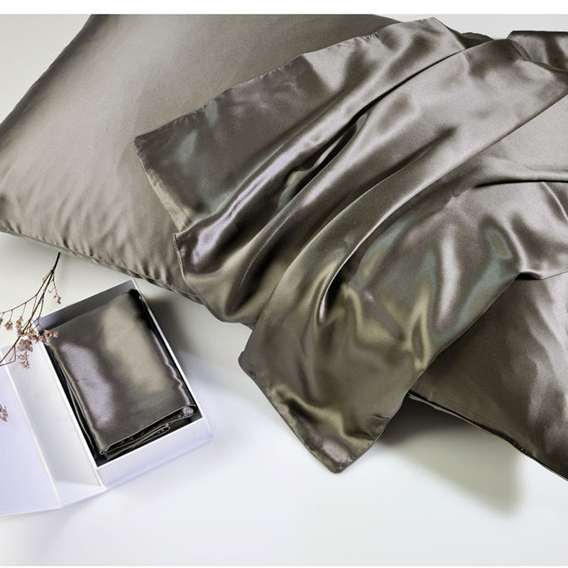 Μεταξωτή Μαξιλαροθήκη Με Φερμουάρ (50x76) Down Town Mulberry Silk Dark Grey