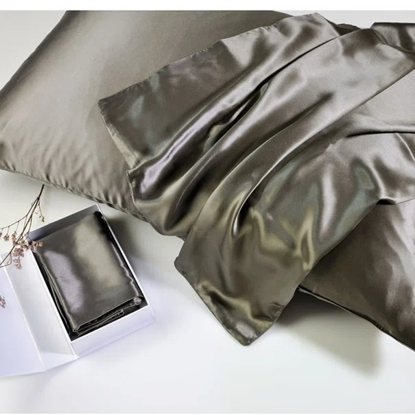Μεταξωτή Μαξιλαροθήκη Με Φερμουάρ (50x76) Down Town Mulberry Silk Dark Grey