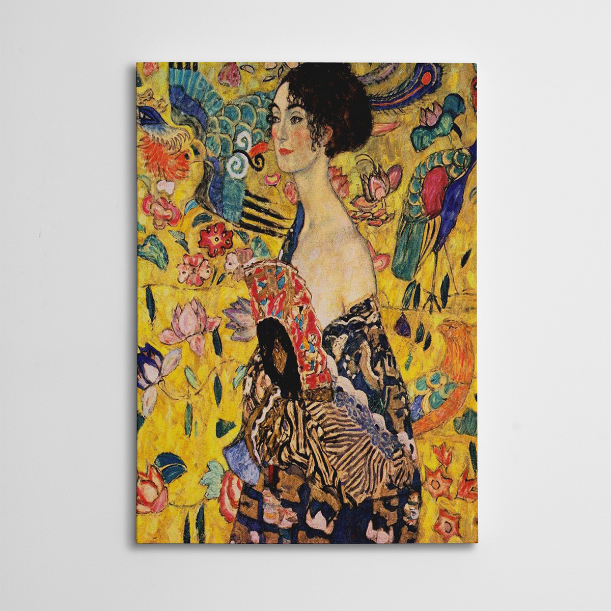 Πίνακας (70X100) A-G Dame Mit Facher Gustav Klimt 265Vga1530 Διακόσμηση Πίνακες & Κάδρα Τοίχου σε Καμβά Spitishop