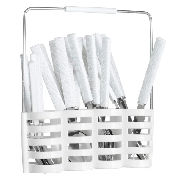 Μαχαιροπίρουνα Με Βάση (Σετ 24τμχ) S-D Geo White 150005B