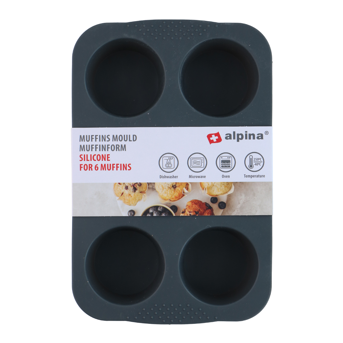 Φόρμα Σιλικόνης Για 6 Cupcake/Muffin (26.5x17.3x4) Alpina 871125200311 (Τυχαία Επιλογή Χρώματος)
