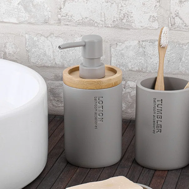 Dispenser Μπάνιου 280ml (Φ7.5x17) T-D L.Grey/Bamboo 62101183