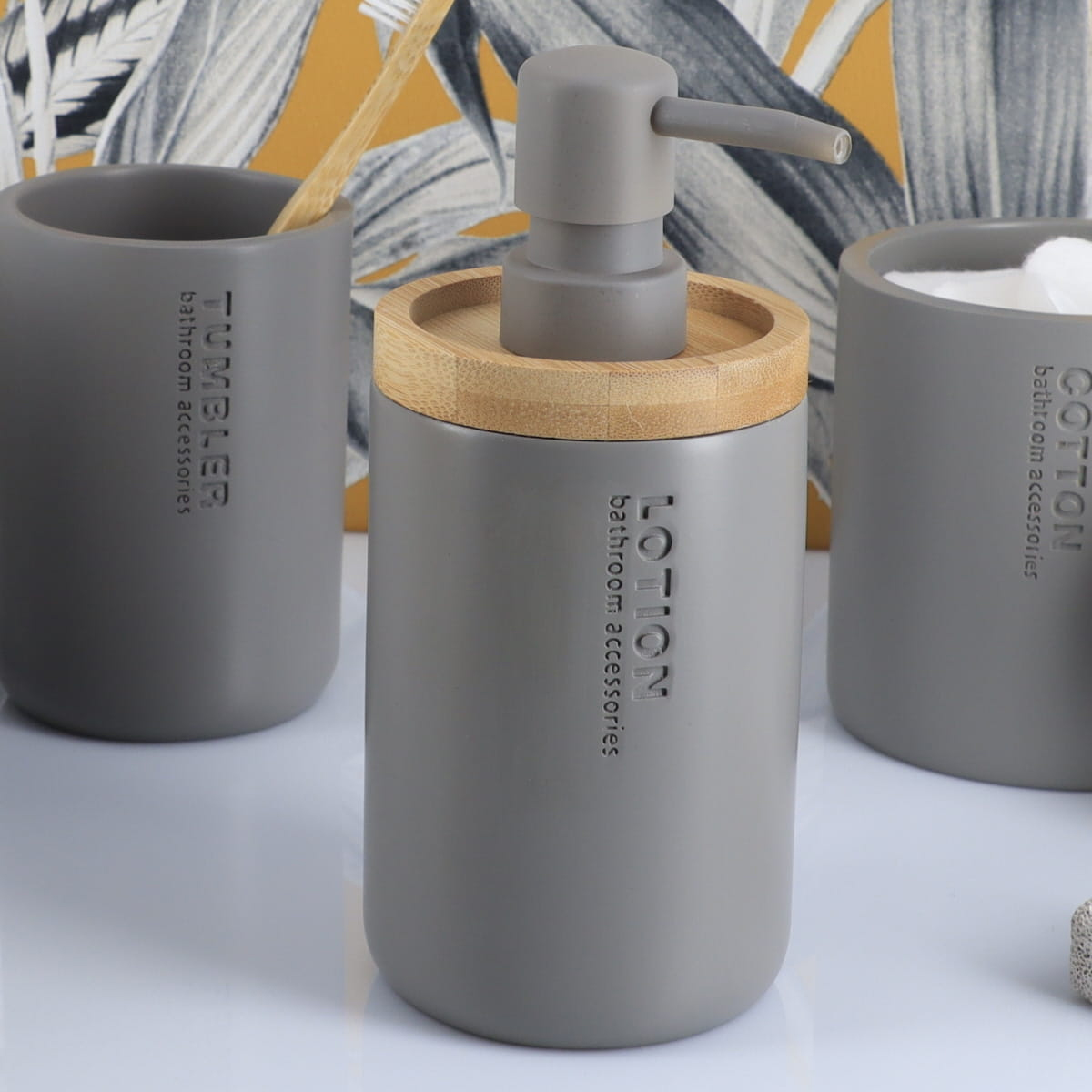 Dispenser Μπάνιου 280ml (Φ7.5x17) T-D D.Grey/Bamboo 62101260