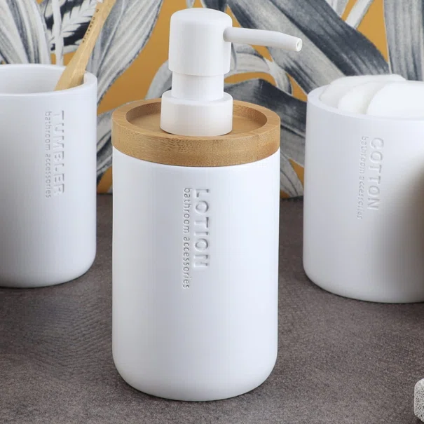 Dispenser Μπάνιου 280ml (Φ7.5x17) T-D White/Bamboo 62101210