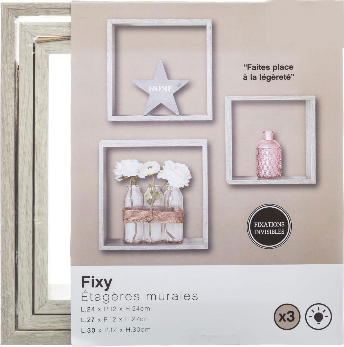 Ράφια Τοίχου (Σετ 3Τμχ) F-V Cube Grey 138957D Οργάνωση & Αποθήκευση Spitishop