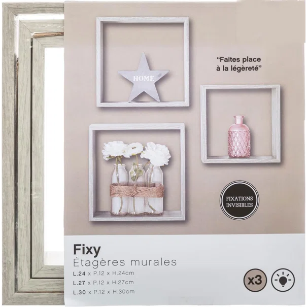 Ράφια Τοίχου (Σετ 3τμχ) F-V Cube Grey 138957D