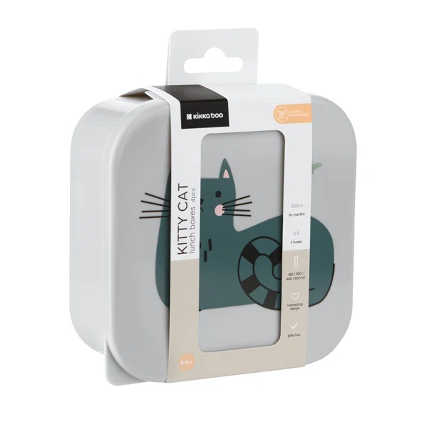 Φαγητοδοχεία (Σετ 4τμχ) Kikka Boo Kitty Cat Grey