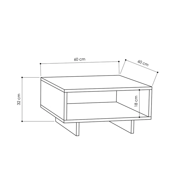Τραπέζι Σαλονιού Με Ράφι (60x60x32) A-G Hola 855DTE2808 Oak Anthracite
