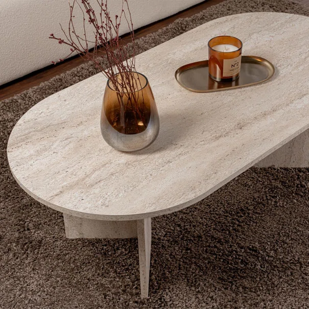 Τραπέζι Σαλονιού (119x60x40) A-G Sable 909NRD1103 Travertine