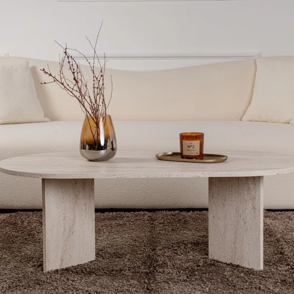Τραπέζι Σαλονιού (119x60x40) A-G Sable 909NRD1103 Travertine