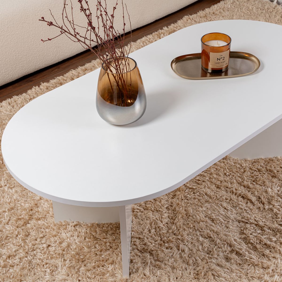 Τραπέζι Σαλονιού (119x60x40) A-G Sable 909NRD1108 White