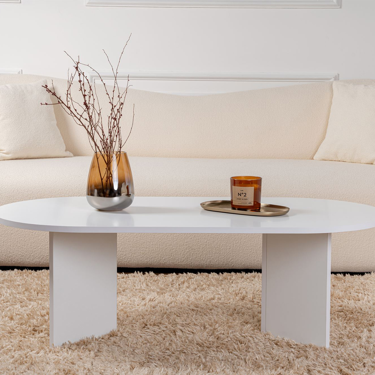 Τραπέζι Σαλονιού (119X60X40) A-G Sable 909Nrd1108 White Έπιπλα Τραπεζάκια Μέσης Spitishop