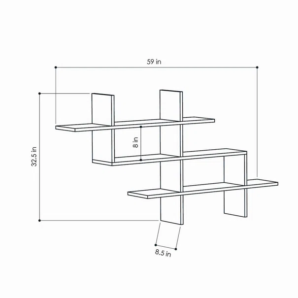 Ραφιέρα Τοίχου 8 Θέσεων (150x22x82) A-G Halic 776HMS3668 Oak