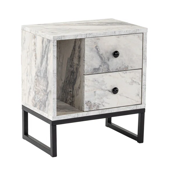 Κομοδίνο Με Συρτάρια & Ράφι (45.2x29.5x50) A-G Glimmer 241NRD1408 Marble/Black